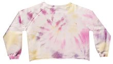 Load image into Gallery viewer, Tie-dye sweater in light pink, soft yellow, pink, fuchsia